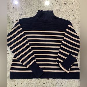 Topshop navy and cream striped mock-neck sweater. Size 6. Perfect condition.